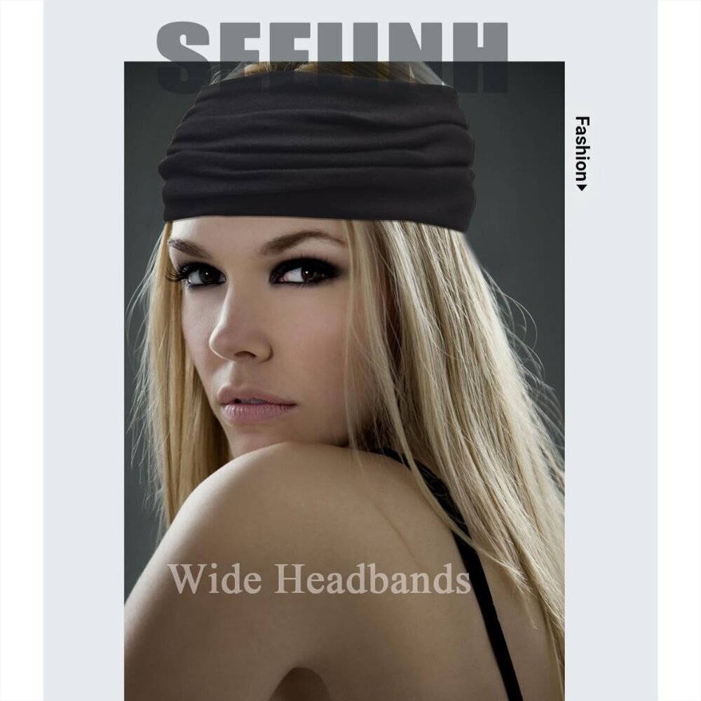 Wide Headbands for Women Stretch Boho Hair Bands Turban Workout Accessories 6 Pa - Picture 6 of 6